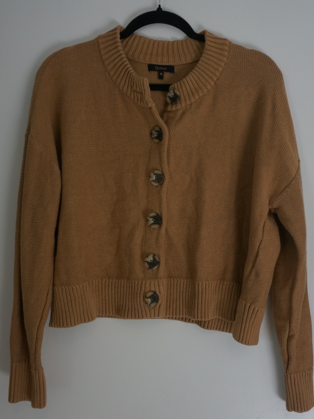 Quince Women's Camel Brown Button-Front Knit Cardigan - Picture 5 of 5